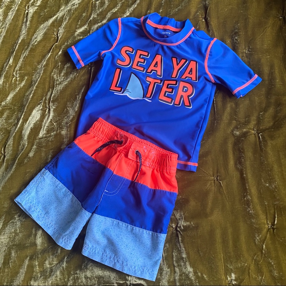 •SOLD• Toddler Board Shorts & Rashguard 2T